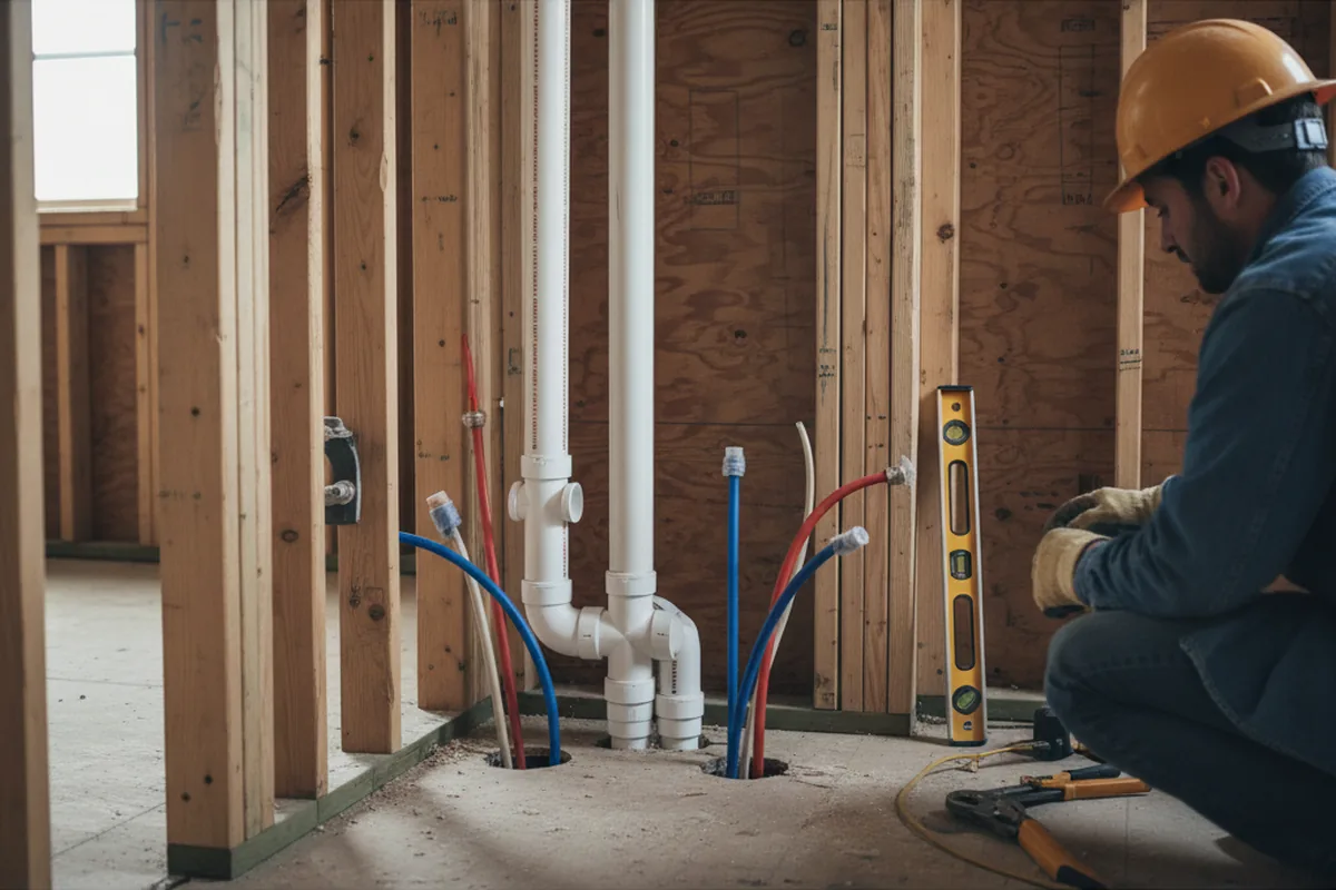 Drain and supply rough-in during Sump Pump Repair in Valley Park